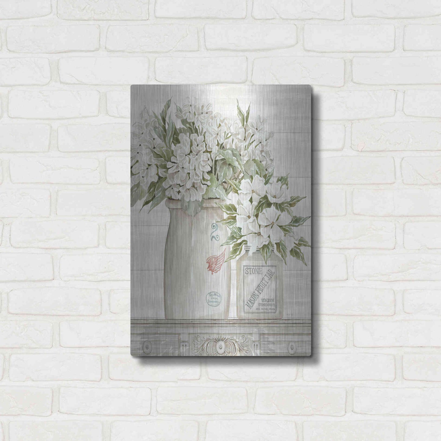 Luxe Metal Art 'Floral Country Crocks' by Cindy Jacobs, Metal Wall Art,16x24