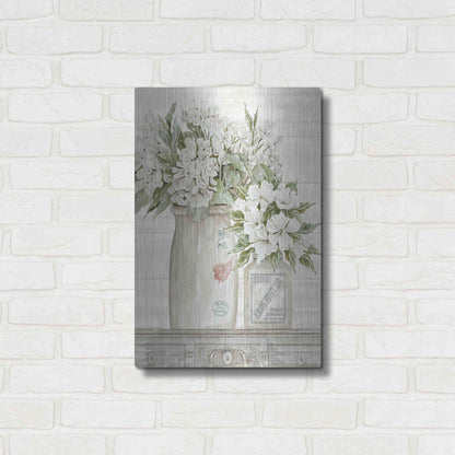 Luxe Metal Art 'Floral Country Crocks' by Cindy Jacobs, Metal Wall Art,16x24