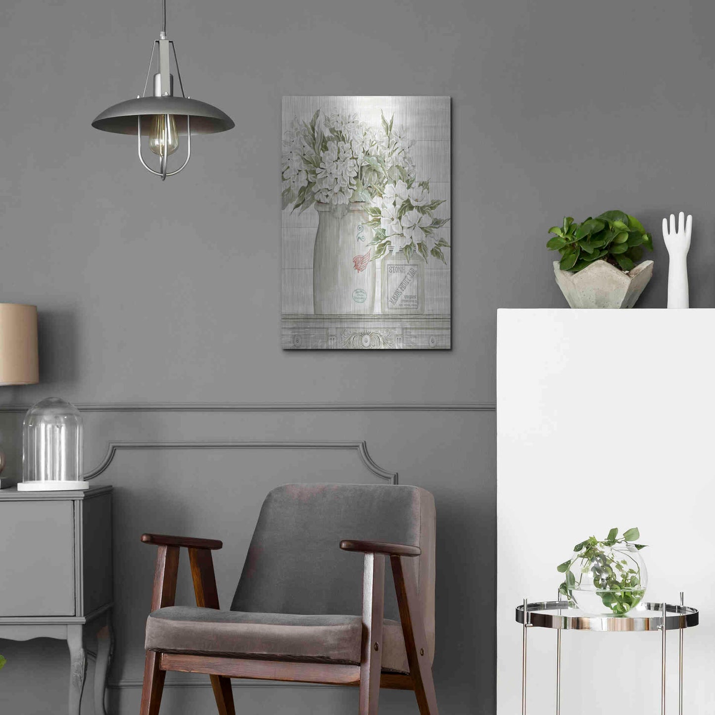 Luxe Metal Art 'Floral Country Crocks' by Cindy Jacobs, Metal Wall Art,16x24