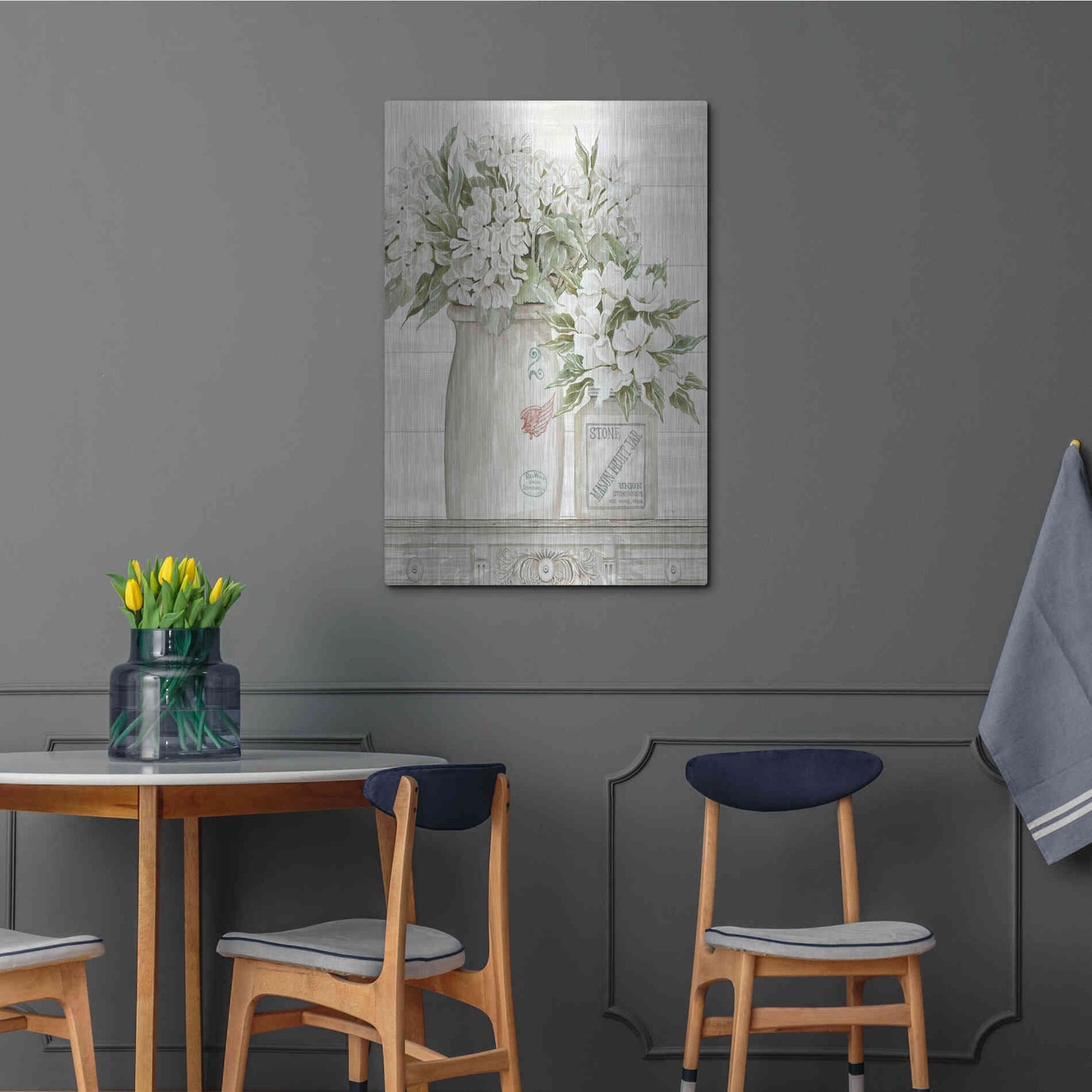 Luxe Metal Art 'Floral Country Crocks' by Cindy Jacobs, Metal Wall Art,24x36