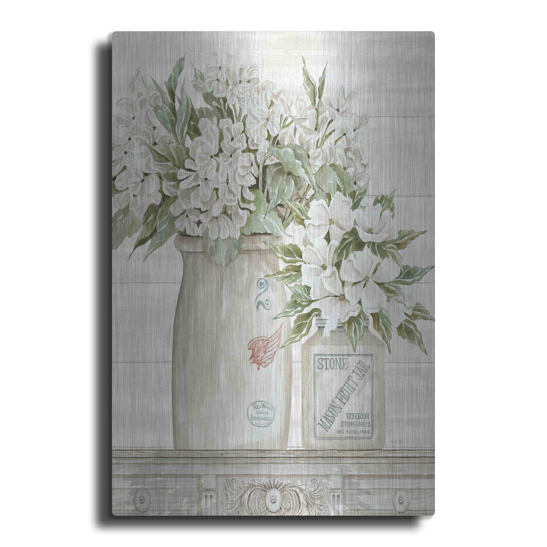 Luxe Metal Art 'Floral Country Crocks' by Cindy Jacobs, Metal Wall Art