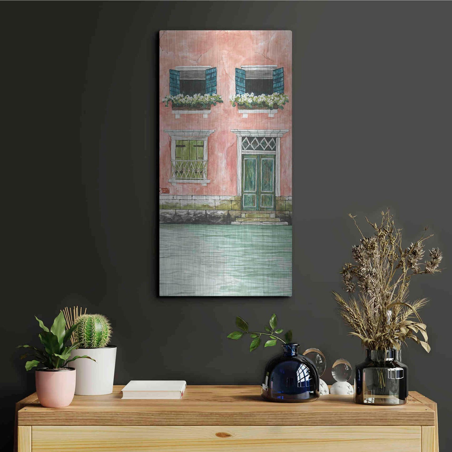 Luxe Metal Art 'Grand Canal I' by Cindy Jacobs, Metal Wall Art,12x24