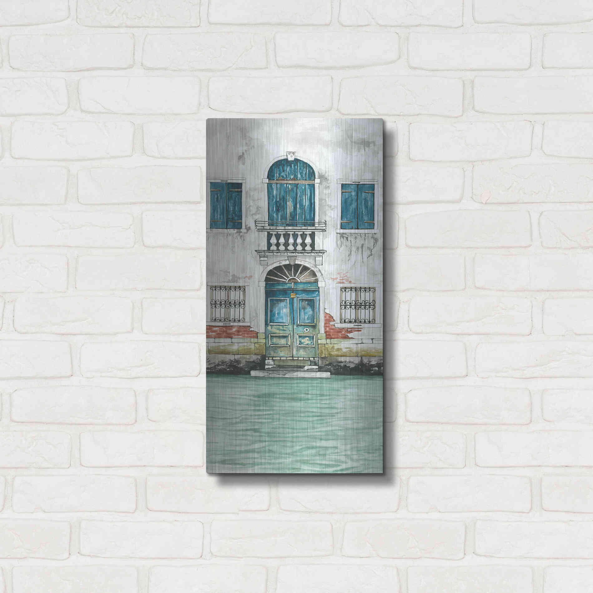 Luxe Metal Art 'Grand Canal II' by Cindy Jacobs, Metal Wall Art,12x24