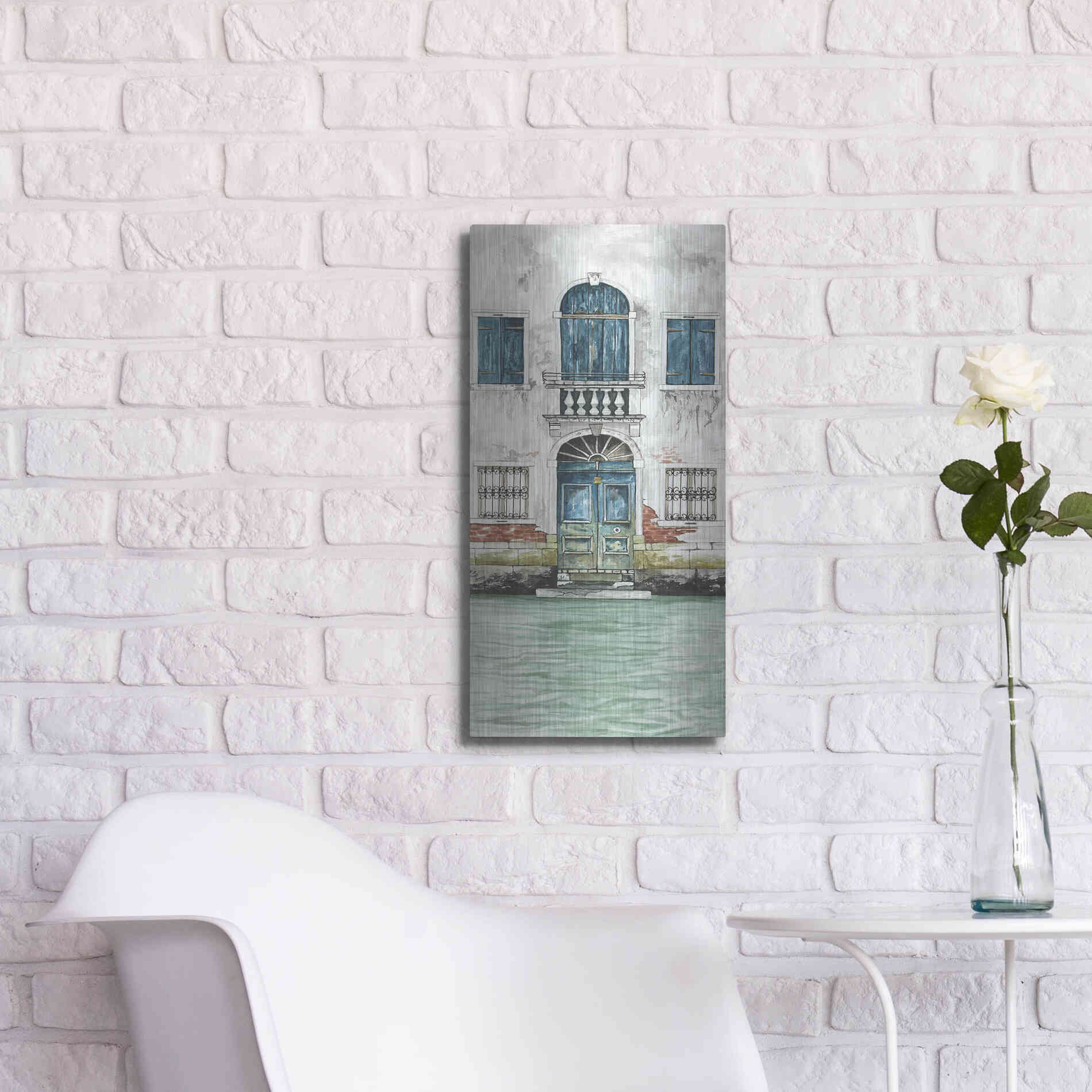 Luxe Metal Art 'Grand Canal II' by Cindy Jacobs, Metal Wall Art,12x24