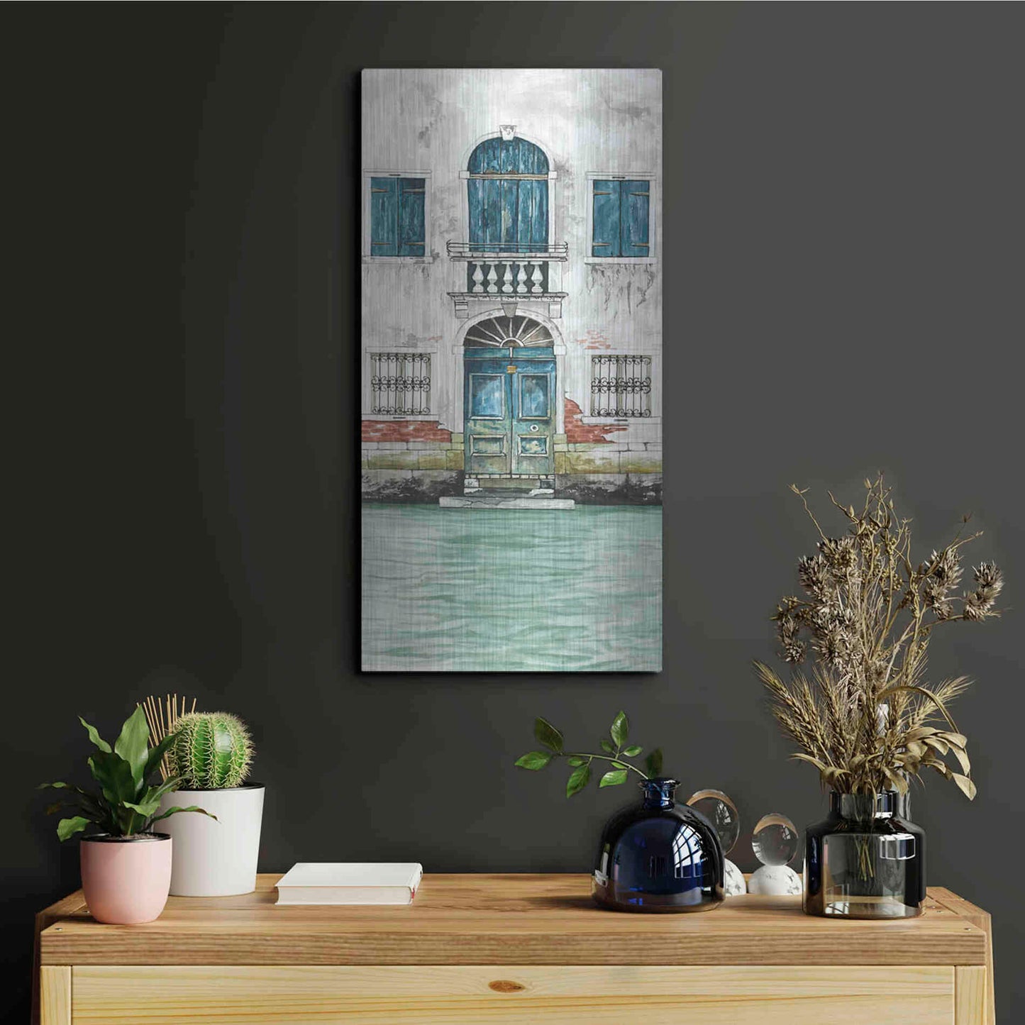 Luxe Metal Art 'Grand Canal II' by Cindy Jacobs, Metal Wall Art,12x24