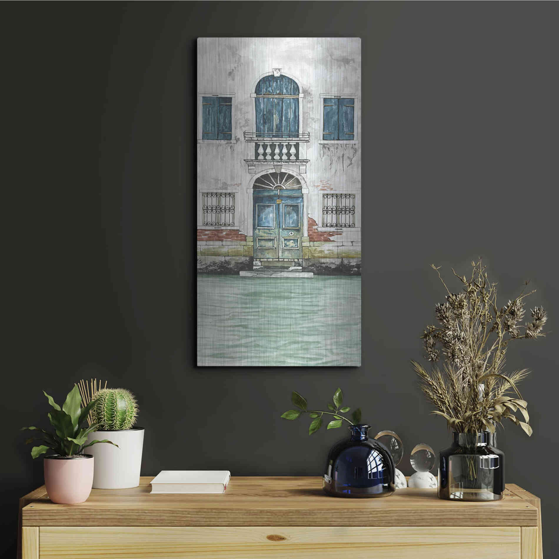 Luxe Metal Art 'Grand Canal II' by Cindy Jacobs, Metal Wall Art,12x24