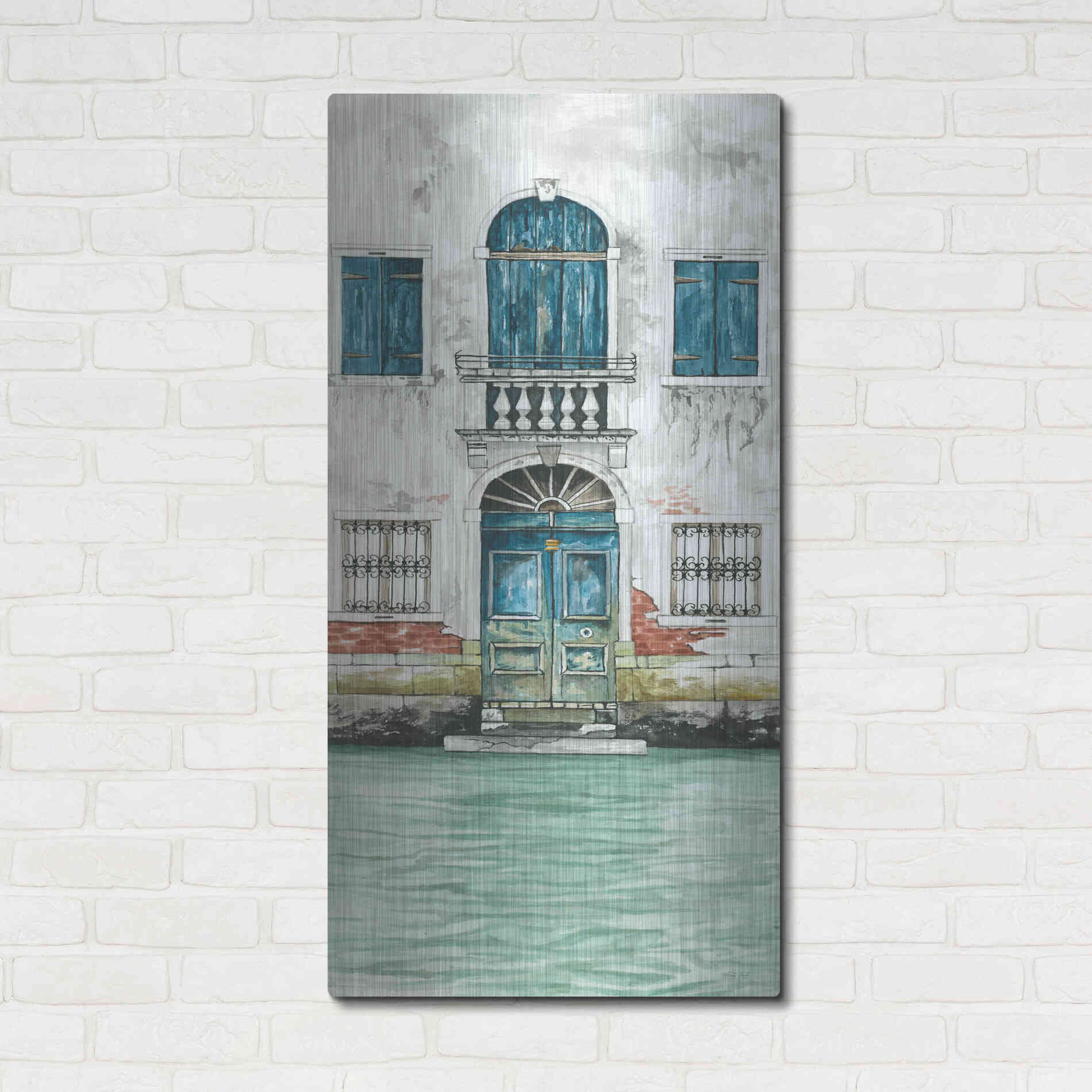 Luxe Metal Art 'Grand Canal II' by Cindy Jacobs, Metal Wall Art,24x48