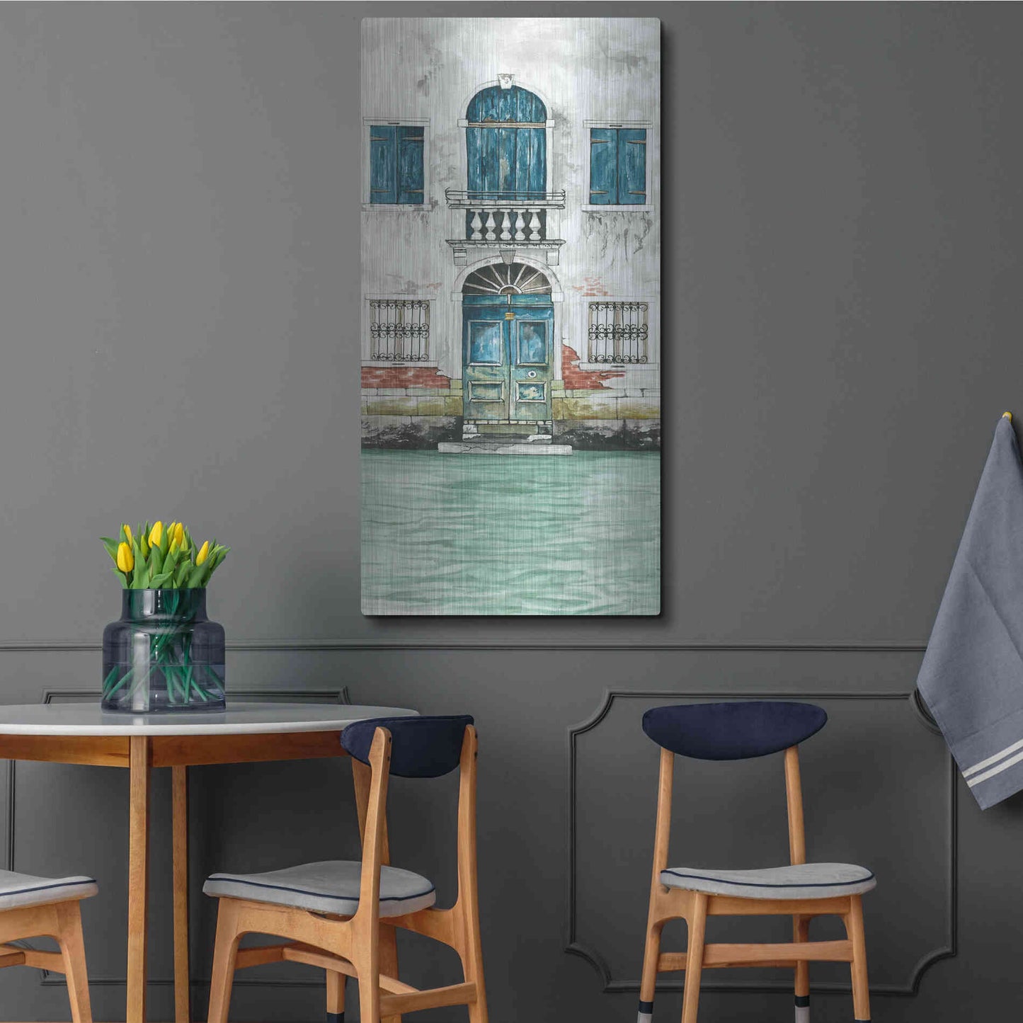 Luxe Metal Art 'Grand Canal II' by Cindy Jacobs, Metal Wall Art,24x48