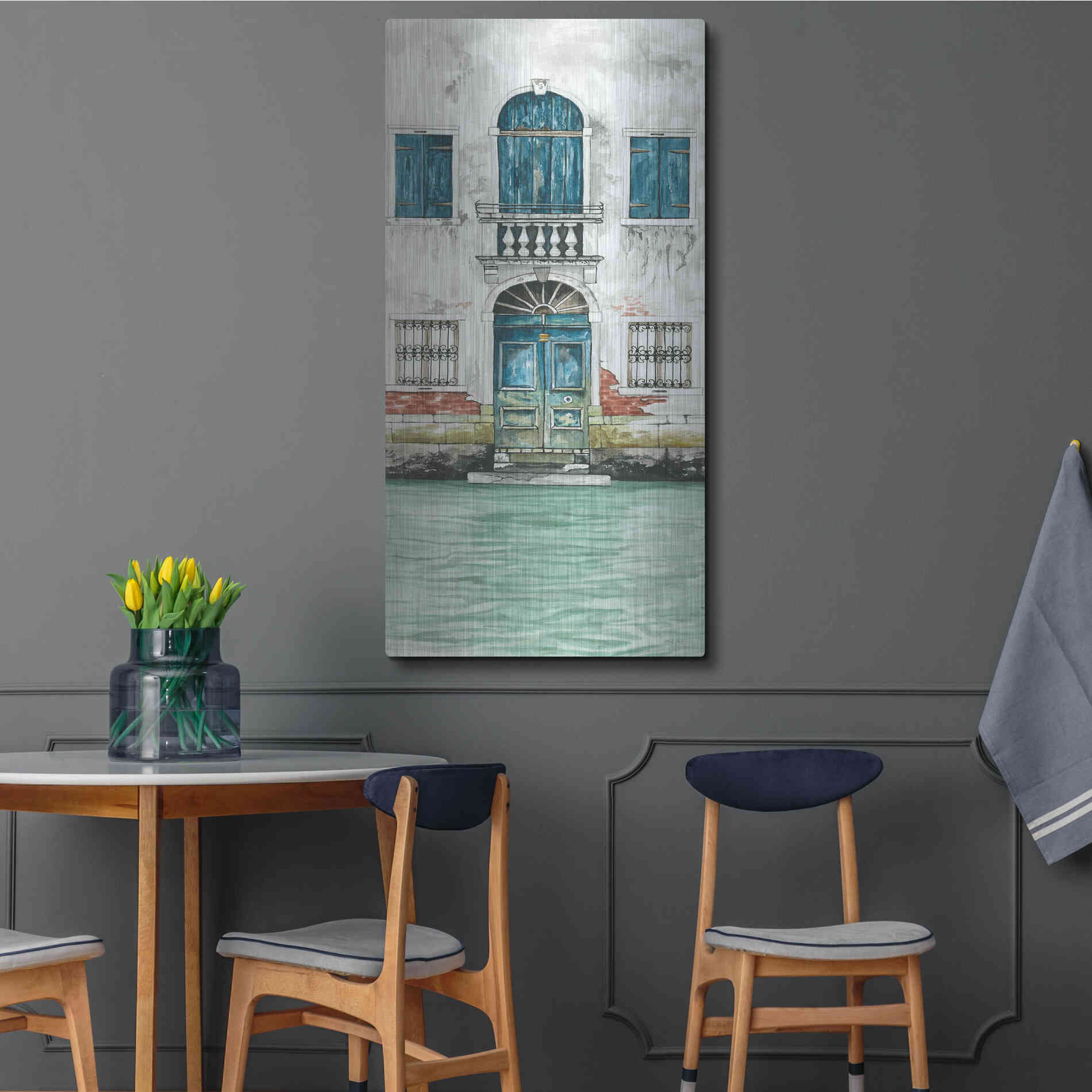 Luxe Metal Art 'Grand Canal II' by Cindy Jacobs, Metal Wall Art,24x48