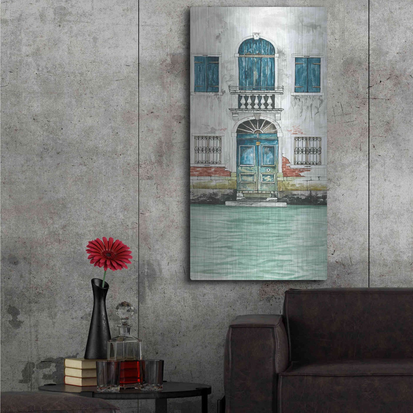Luxe Metal Art 'Grand Canal II' by Cindy Jacobs, Metal Wall Art,24x48