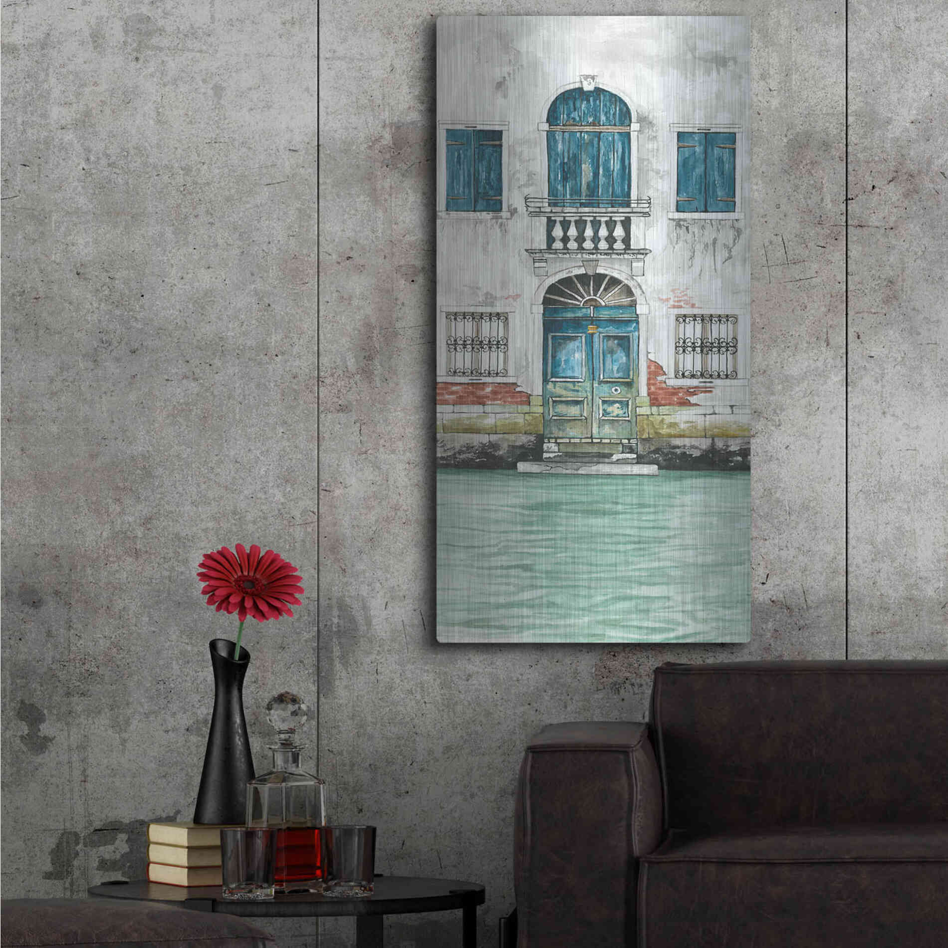 Luxe Metal Art 'Grand Canal II' by Cindy Jacobs, Metal Wall Art,24x48