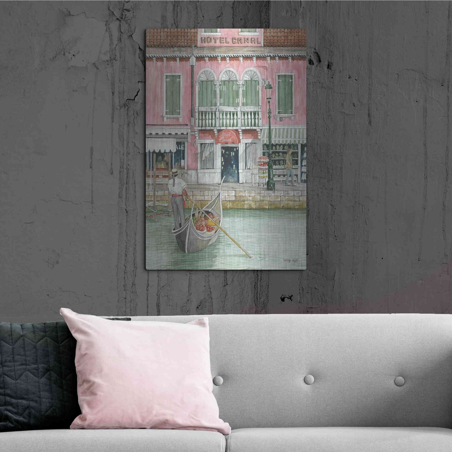 Luxe Metal Art 'Hotel Canal' by Cindy Jacobs, Metal Wall Art,24x36