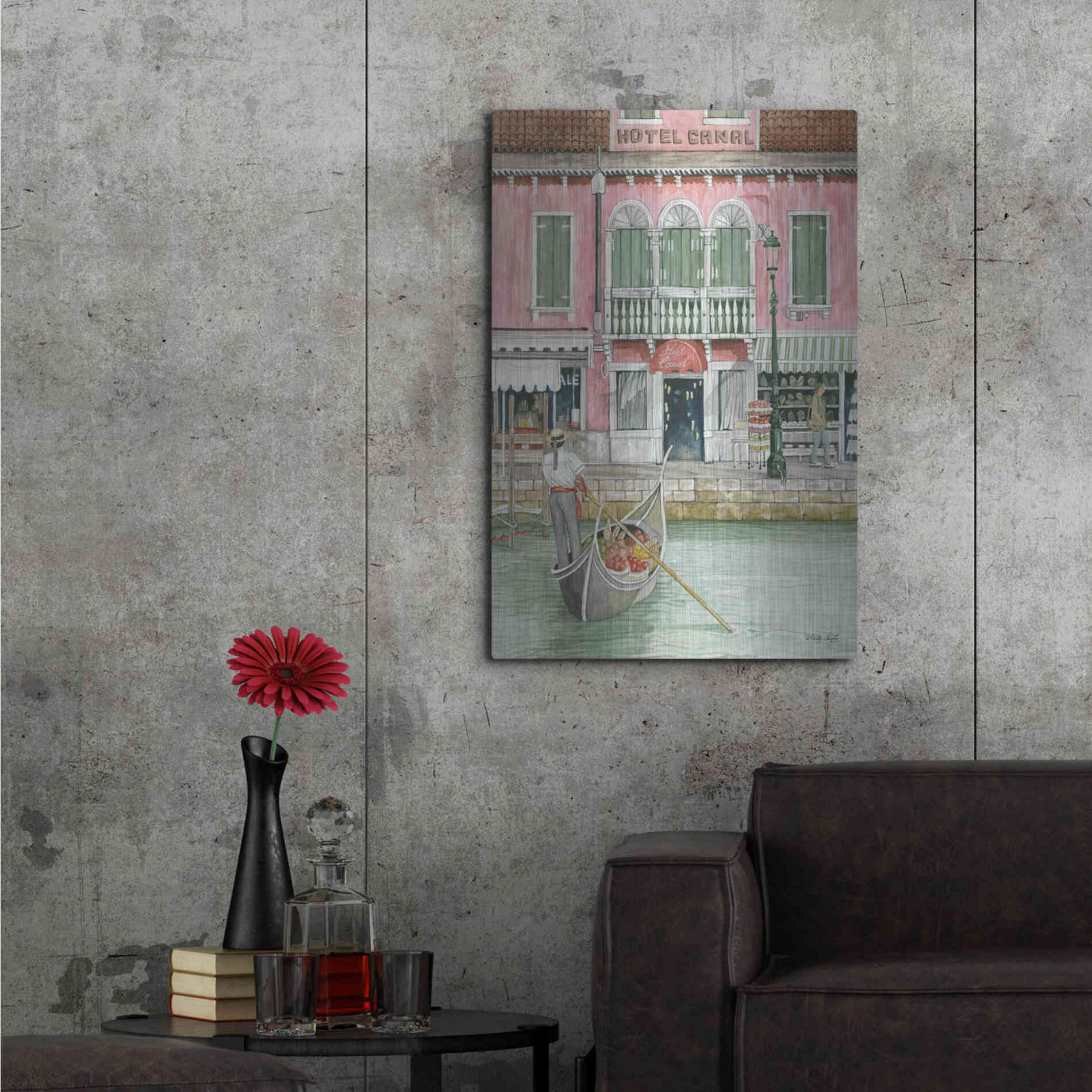 Luxe Metal Art 'Hotel Canal' by Cindy Jacobs, Metal Wall Art,24x36