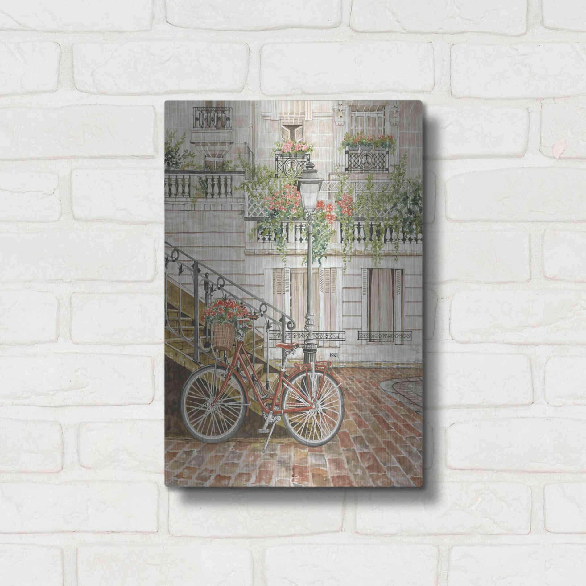 Luxe Metal Art 'Cobblestone Charm' by Cindy Jacobs, Metal Wall Art,12x16