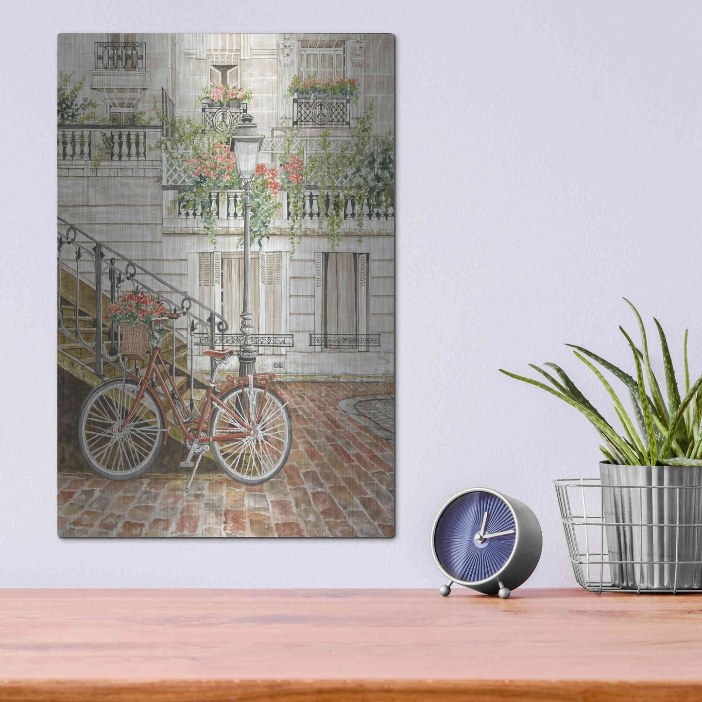 Luxe Metal Art 'Cobblestone Charm' by Cindy Jacobs, Metal Wall Art,12x16