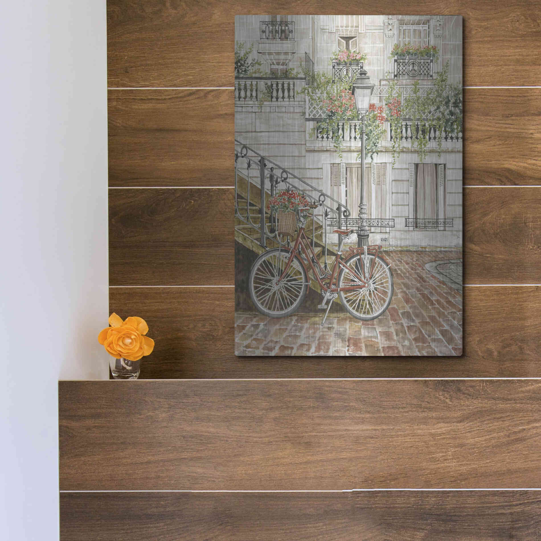 Luxe Metal Art 'Cobblestone Charm' by Cindy Jacobs, Metal Wall Art,12x16