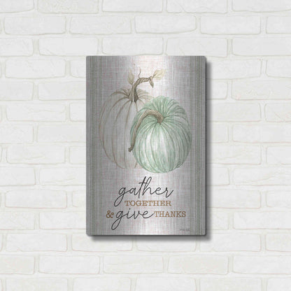 Luxe Metal Art 'Grain Sack Gather and Give Thanks' by Cindy Jacobs, Metal Wall Art,16x24