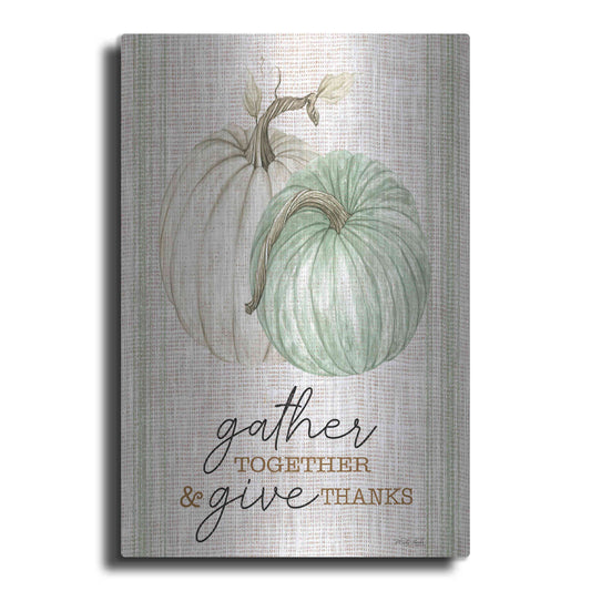 Luxe Metal Art 'Grain Sack Gather and Give Thanks' by Cindy Jacobs, Metal Wall Art