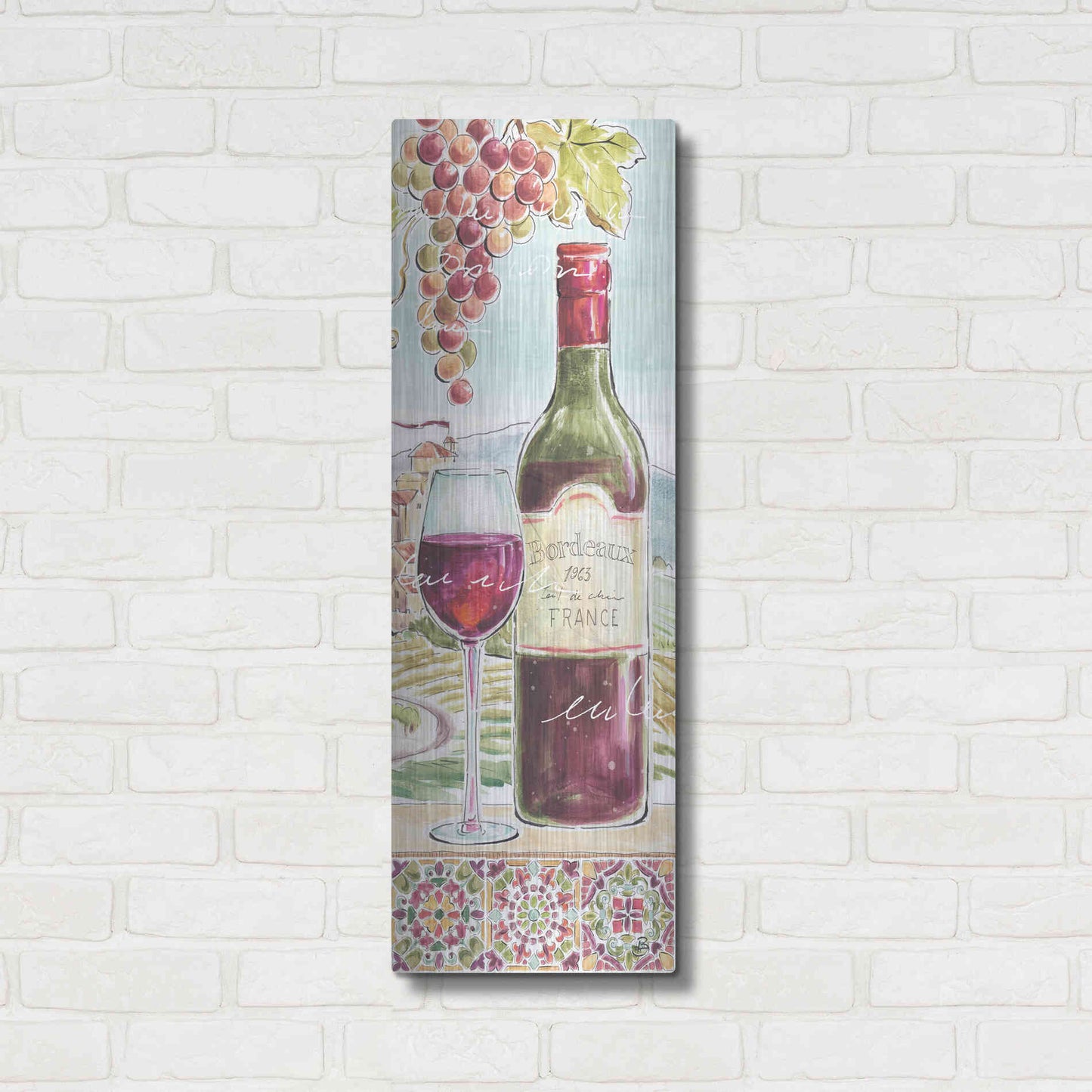 Luxe Metal Art 'Wine Country V' by Daphne Brissonet, Metal Wall Art,12x36