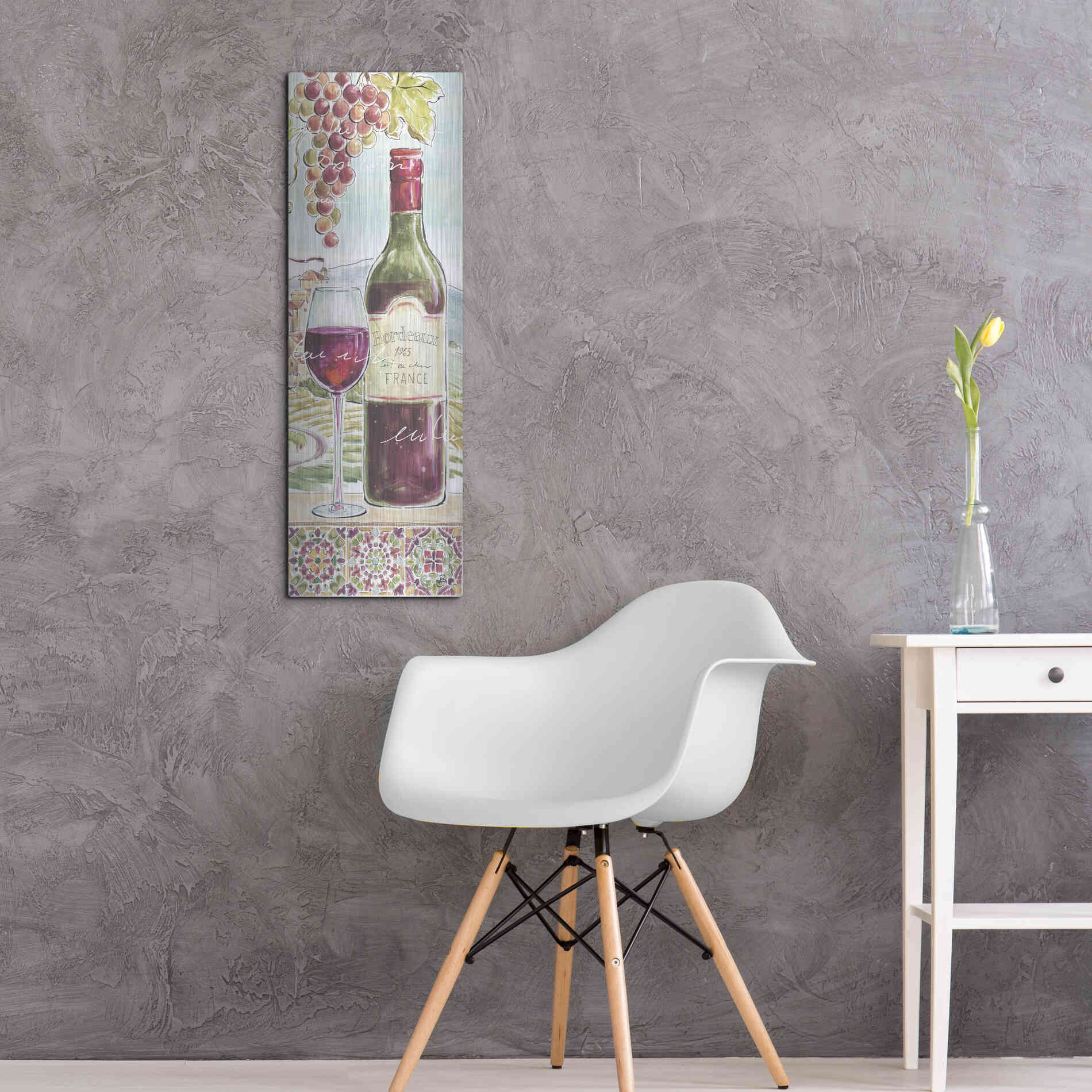 Luxe Metal Art 'Wine Country V' by Daphne Brissonet, Metal Wall Art,12x36