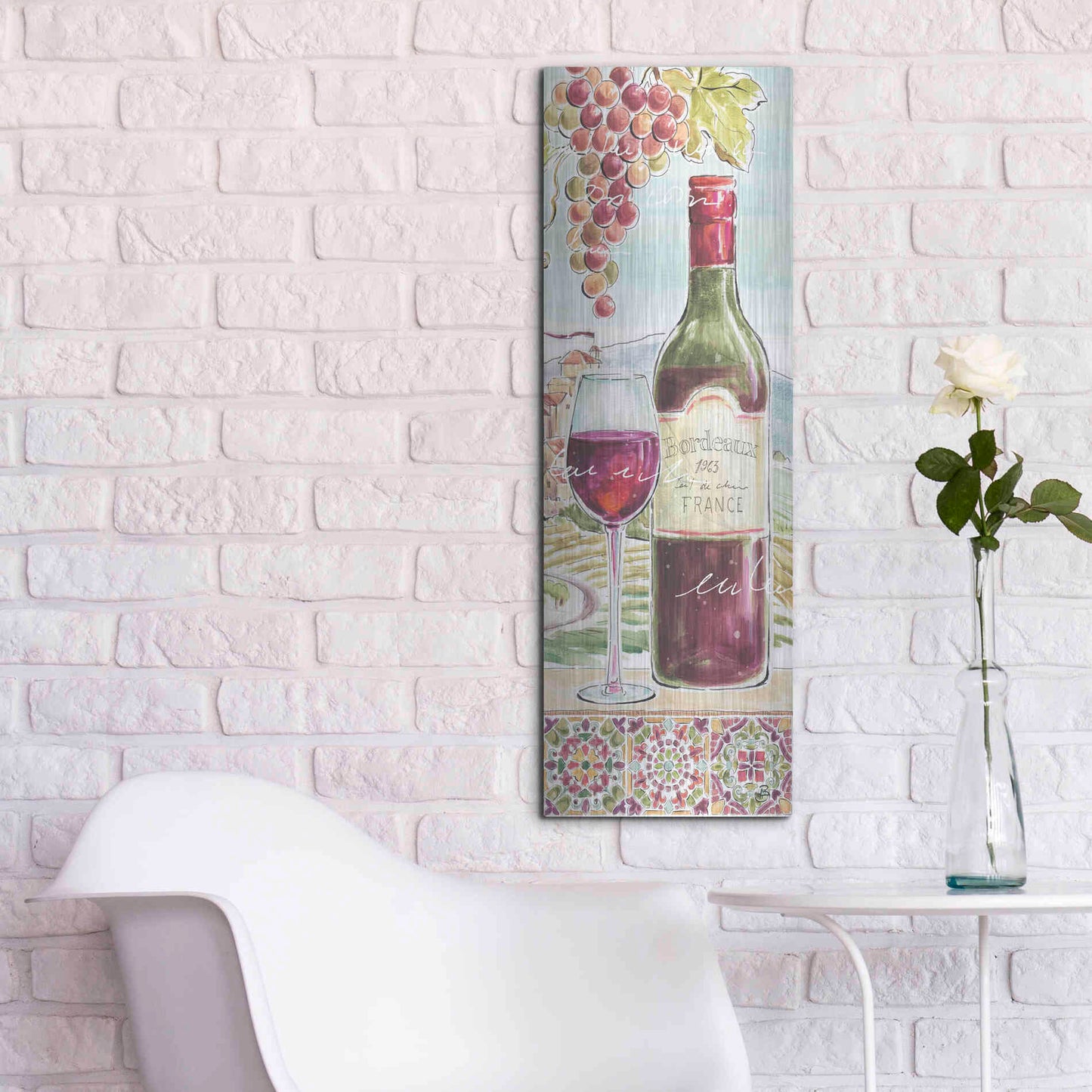 Luxe Metal Art 'Wine Country V' by Daphne Brissonet, Metal Wall Art,12x36