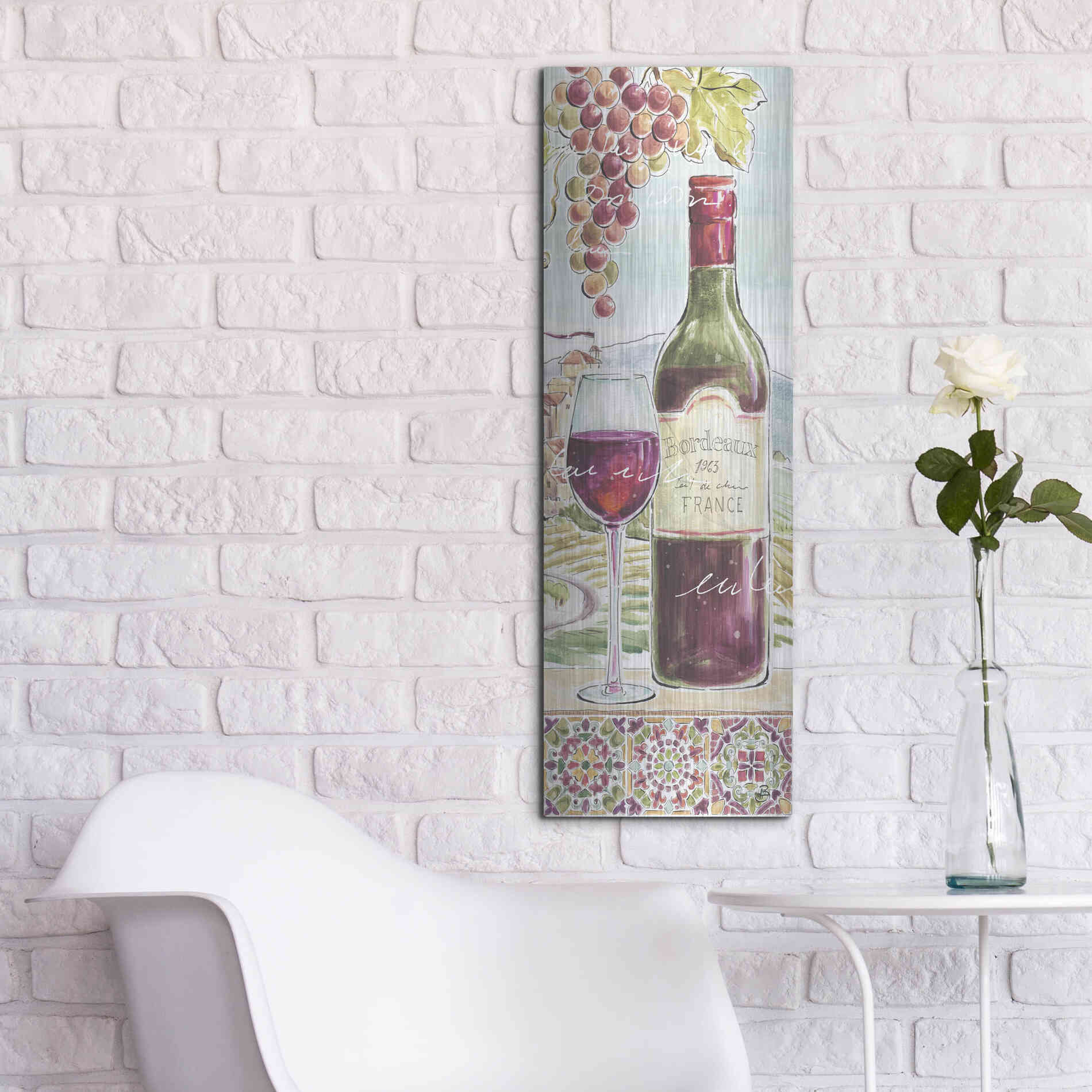 Luxe Metal Art 'Wine Country V' by Daphne Brissonet, Metal Wall Art,12x36