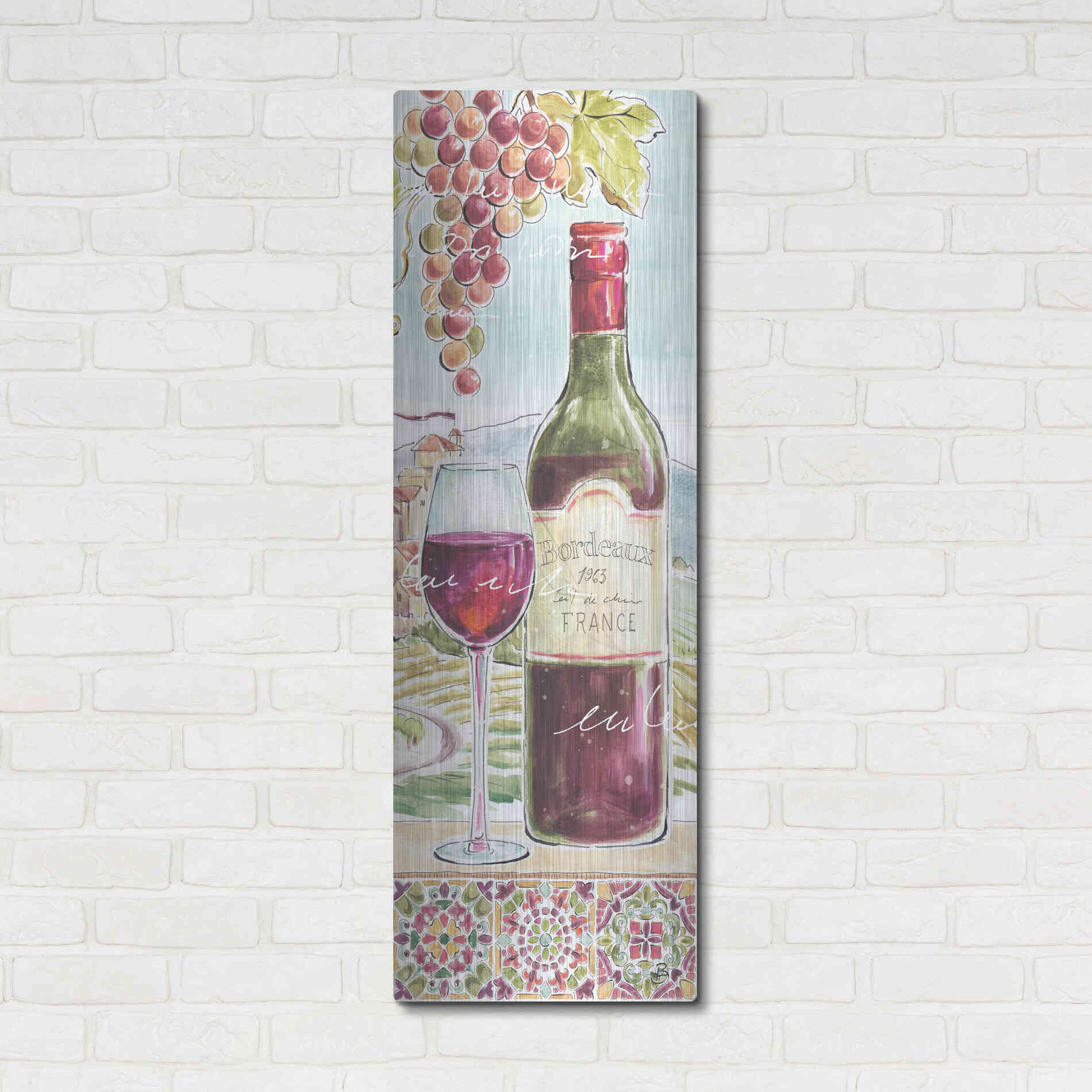 Luxe Metal Art 'Wine Country V' by Daphne Brissonet, Metal Wall Art,16x48