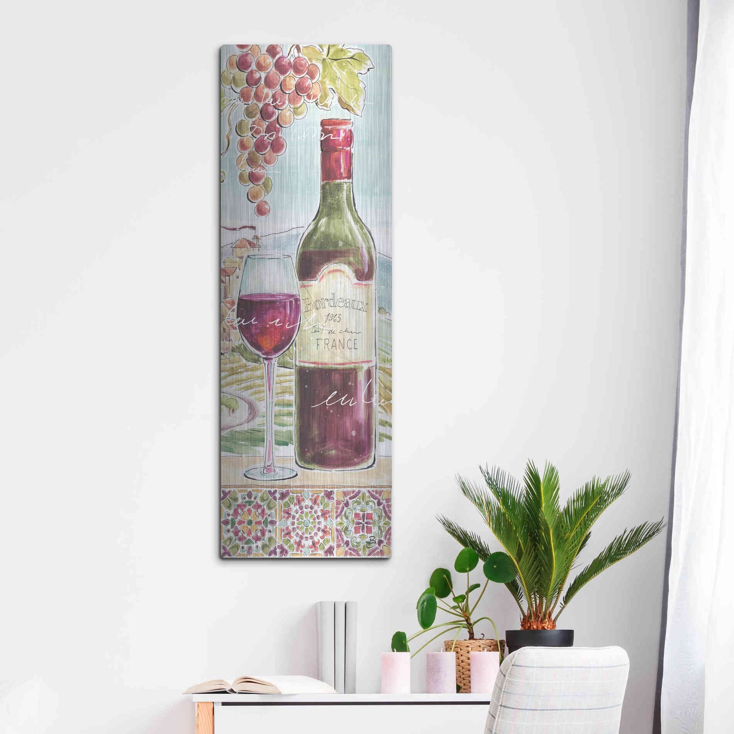 Luxe Metal Art 'Wine Country V' by Daphne Brissonet, Metal Wall Art,16x48