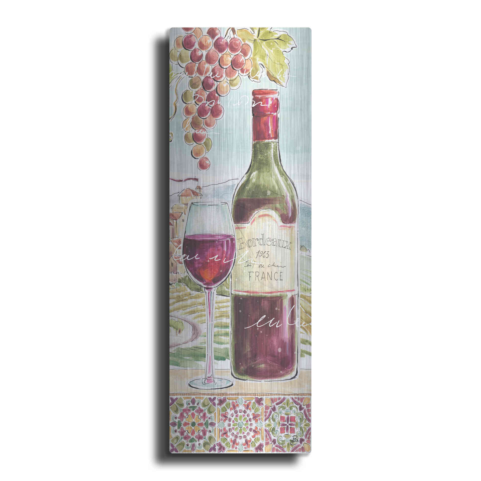 Luxe Metal Art 'Wine Country V' by Daphne Brissonet, Metal Wall Art