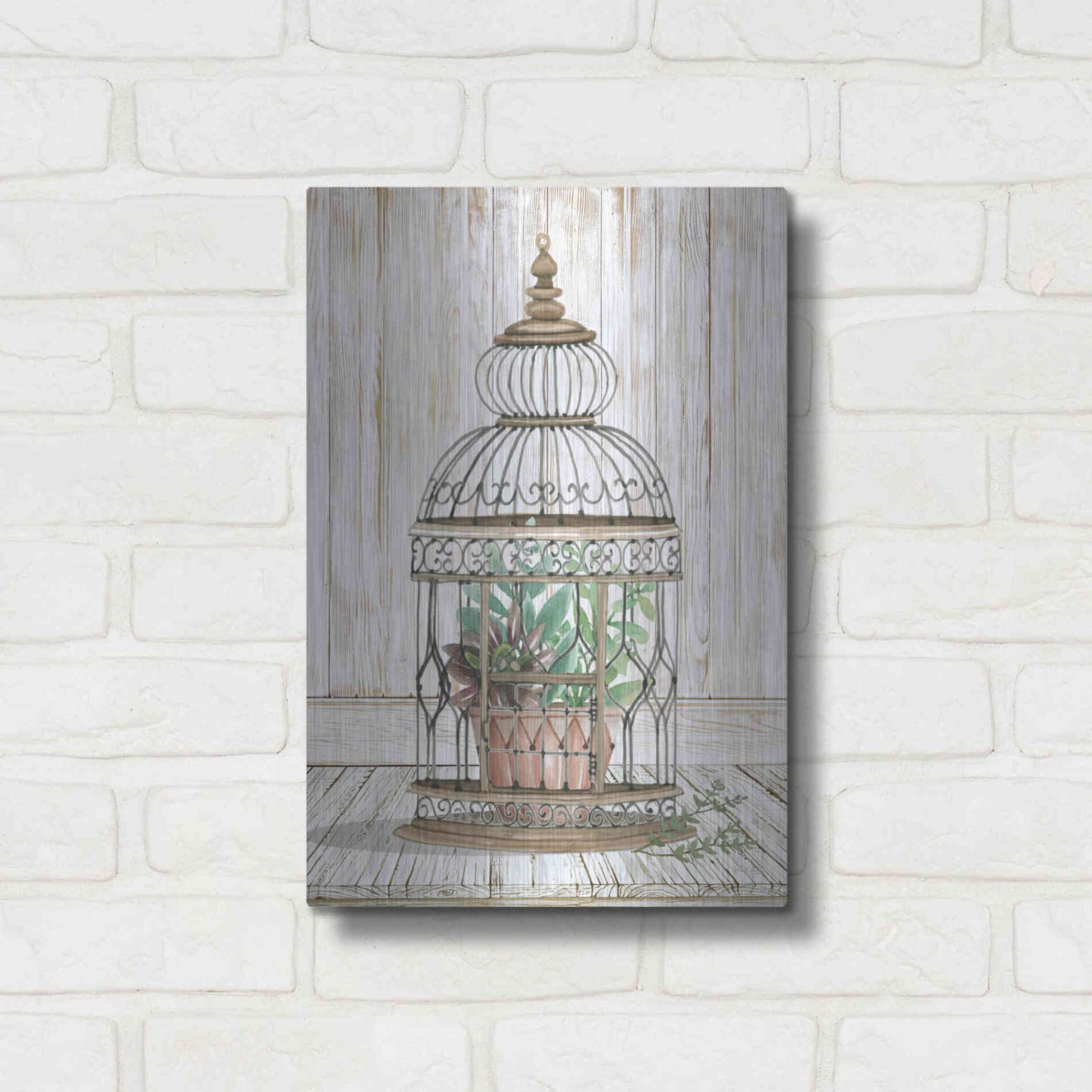 Luxe Metal Art 'Caged Beauty I' by Cindy Jacobs, Metal Wall Art,12x16