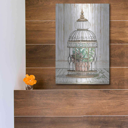 Luxe Metal Art 'Caged Beauty I' by Cindy Jacobs, Metal Wall Art,12x16