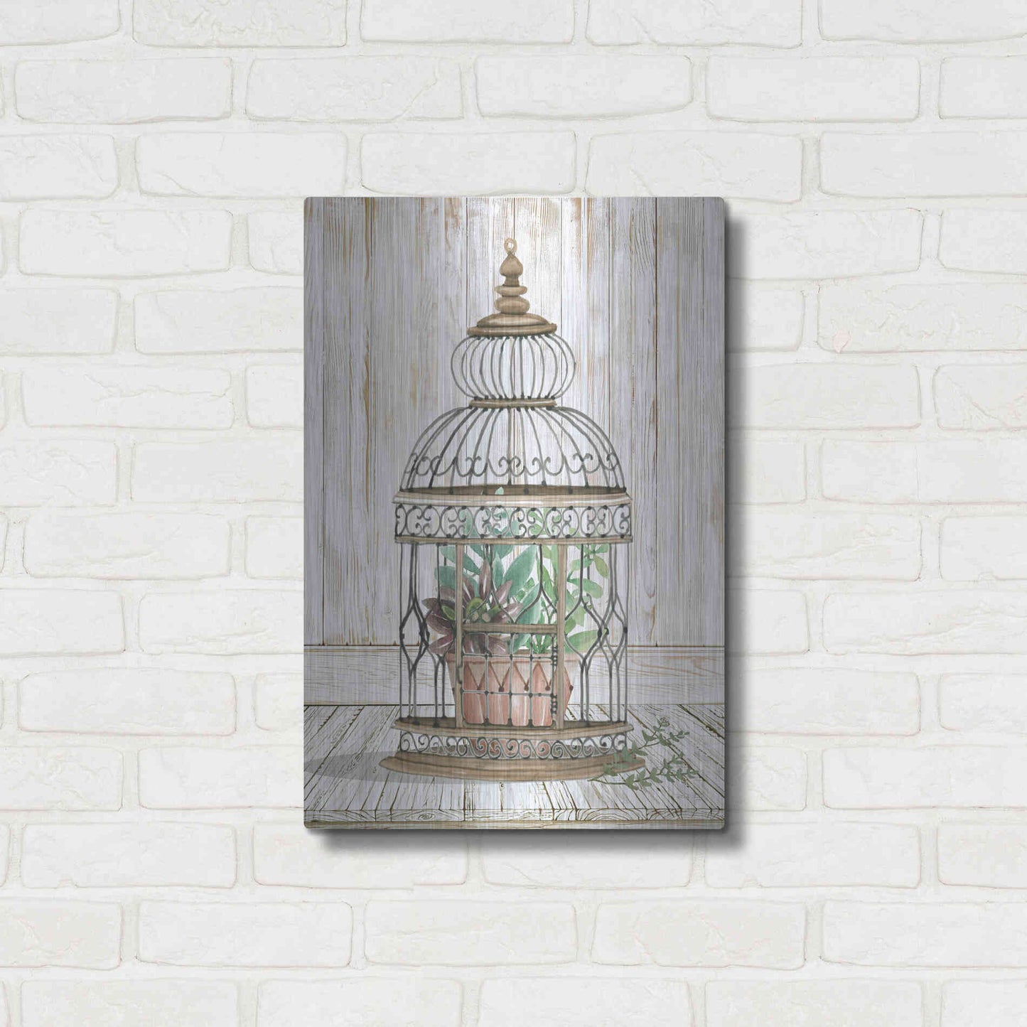 Luxe Metal Art 'Caged Beauty I' by Cindy Jacobs, Metal Wall Art,16x24