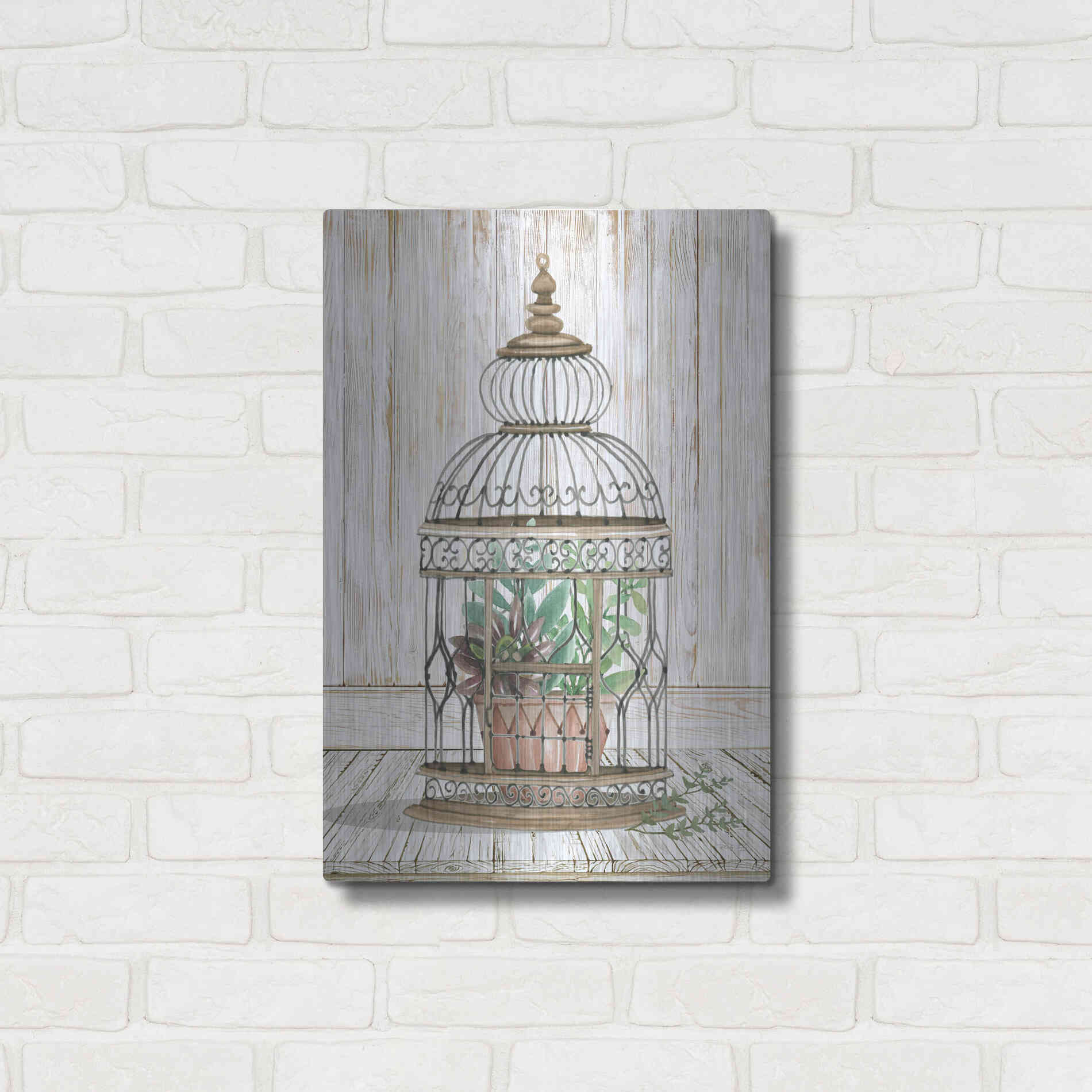 Luxe Metal Art 'Caged Beauty I' by Cindy Jacobs, Metal Wall Art,16x24