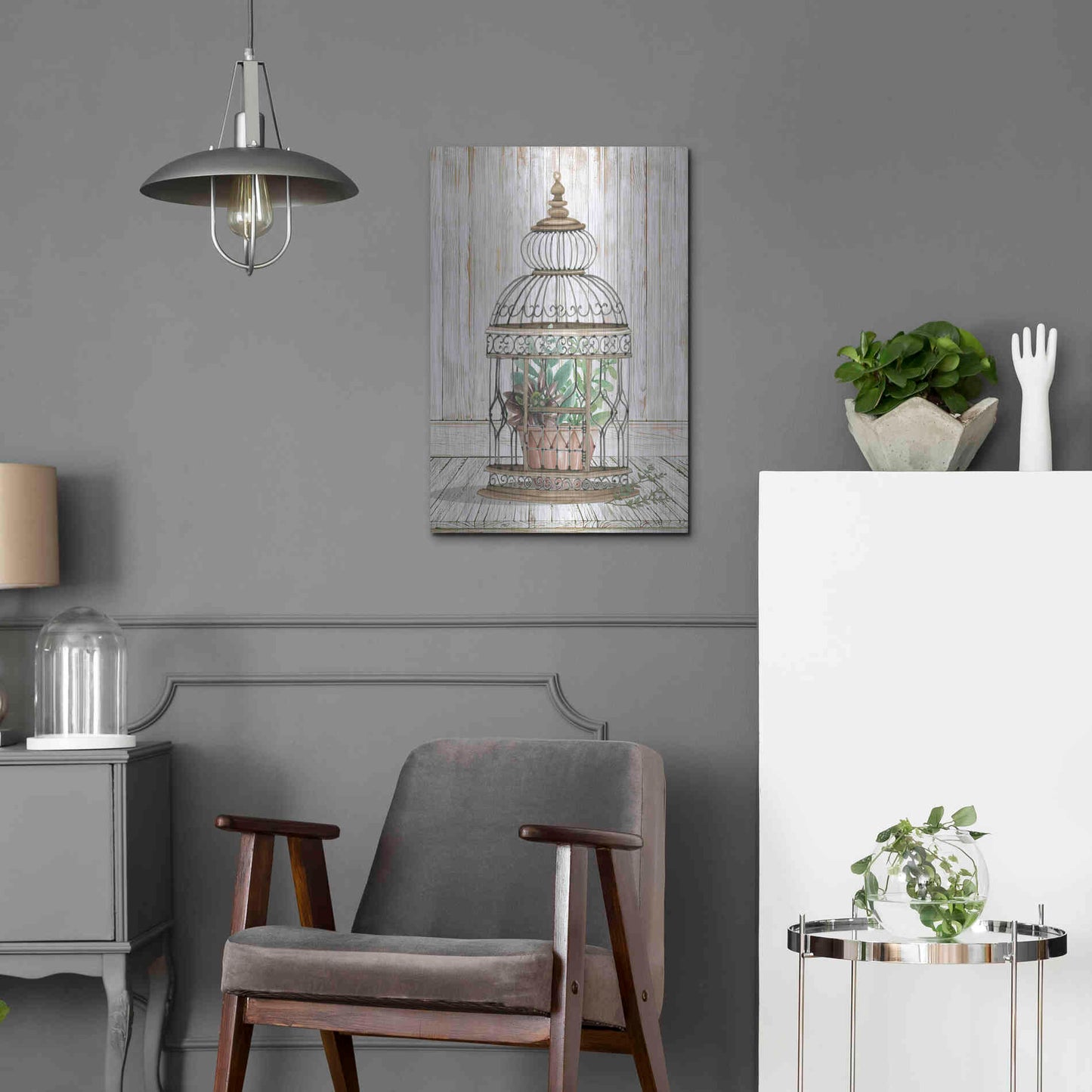 Luxe Metal Art 'Caged Beauty I' by Cindy Jacobs, Metal Wall Art,16x24