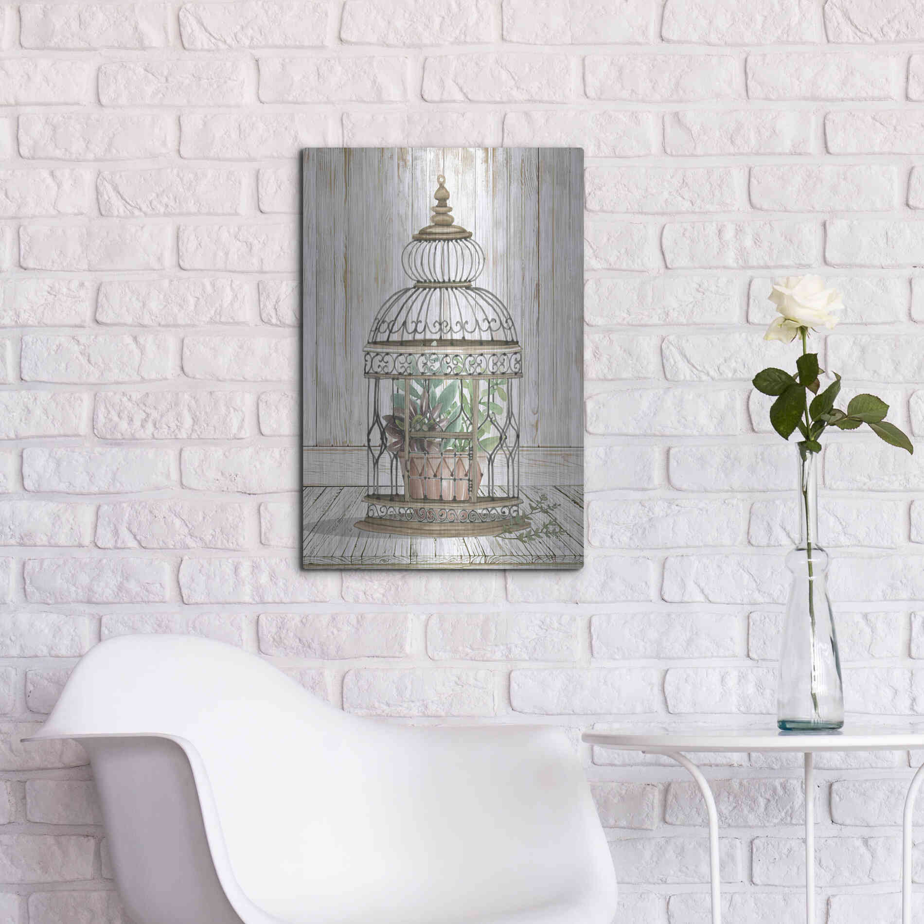 Luxe Metal Art 'Caged Beauty I' by Cindy Jacobs, Metal Wall Art,16x24