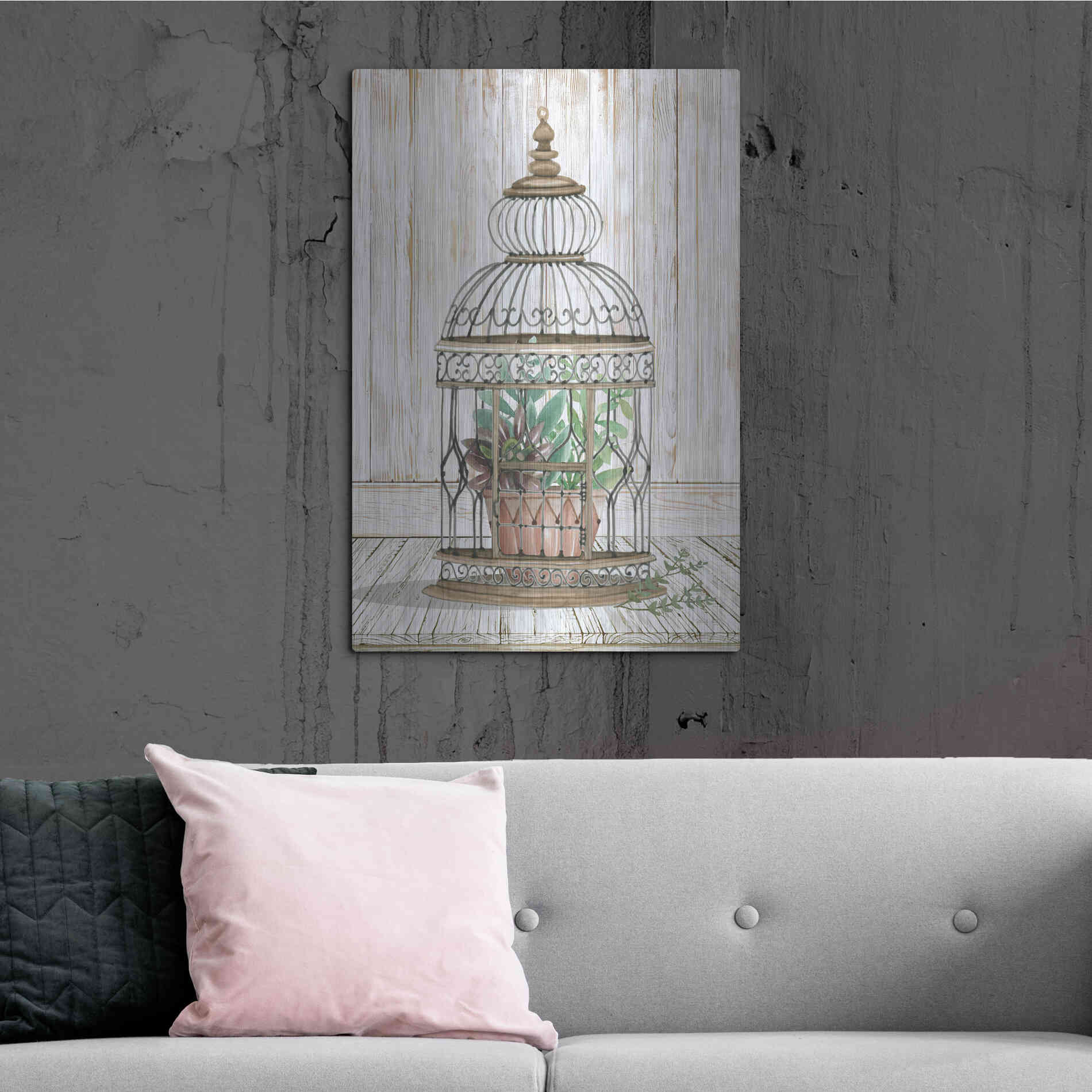 Luxe Metal Art 'Caged Beauty I' by Cindy Jacobs, Metal Wall Art,24x36