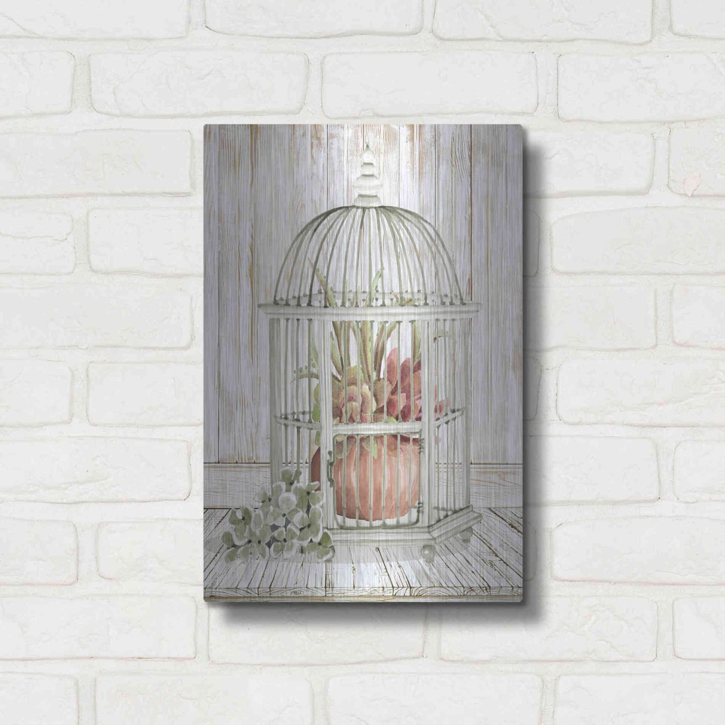 Luxe Metal Art 'Caged Beauty II' by Cindy Jacobs, Metal Wall Art,12x16