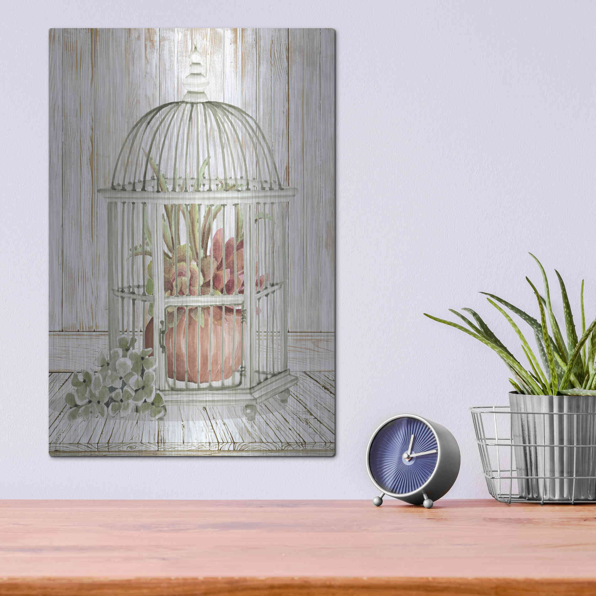 Luxe Metal Art 'Caged Beauty II' by Cindy Jacobs, Metal Wall Art,12x16