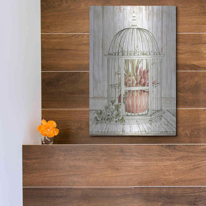 Luxe Metal Art 'Caged Beauty II' by Cindy Jacobs, Metal Wall Art,12x16