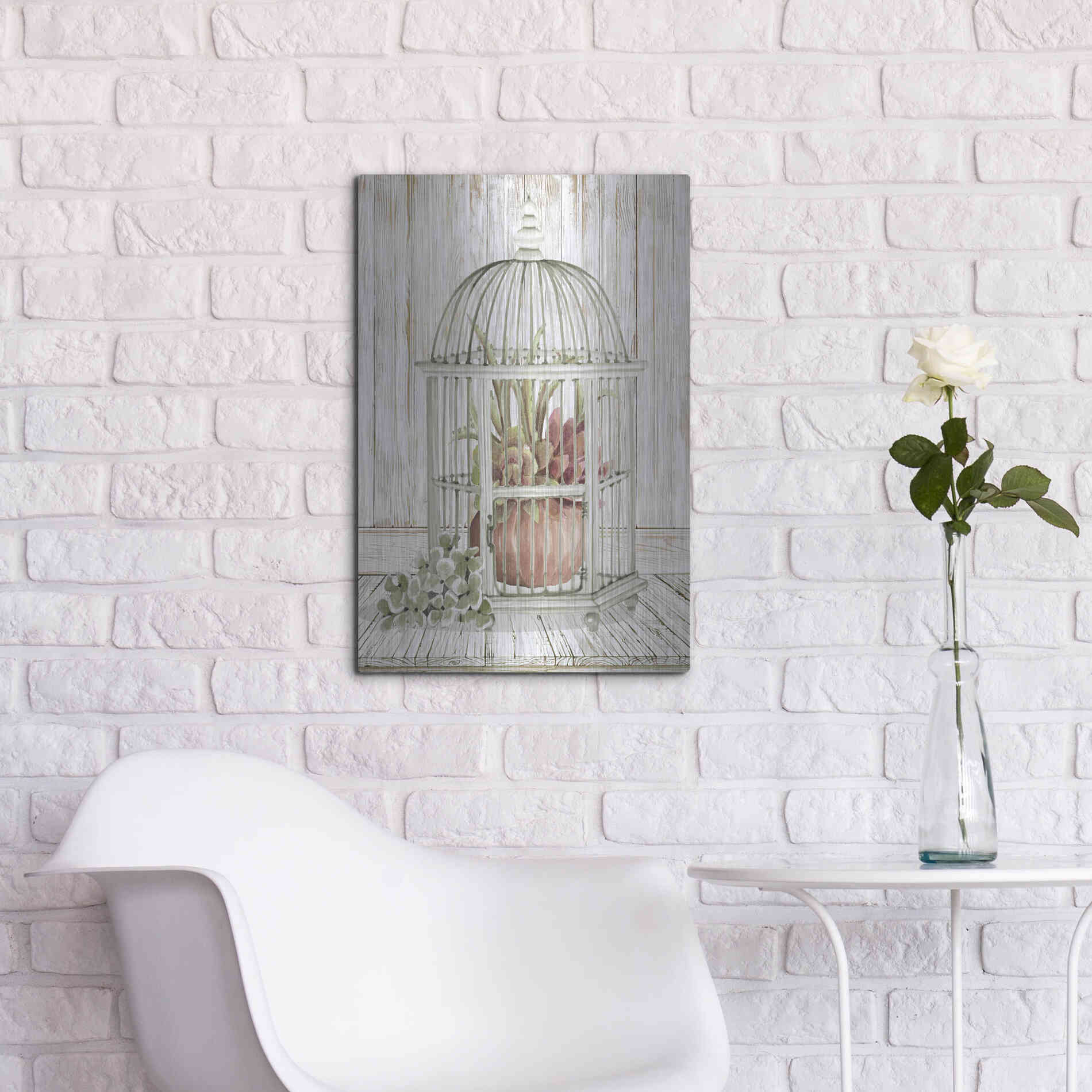 Luxe Metal Art 'Caged Beauty II' by Cindy Jacobs, Metal Wall Art,16x24