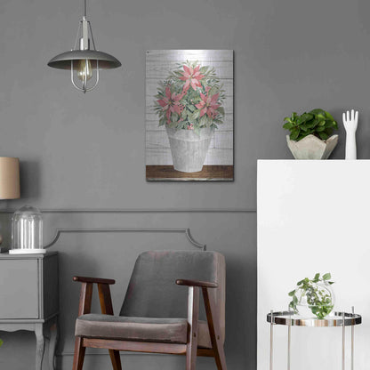 Luxe Metal Art 'Pot of Poinsettias' by Cindy Jacobs, Metal Wall Art,16x24