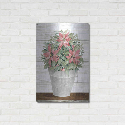 Luxe Metal Art 'Pot of Poinsettias' by Cindy Jacobs, Metal Wall Art,24x36