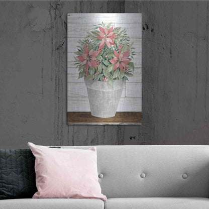 Luxe Metal Art 'Pot of Poinsettias' by Cindy Jacobs, Metal Wall Art,24x36