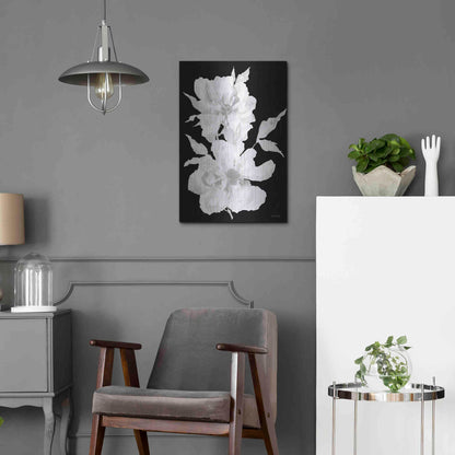 Luxe Metal Art 'Black & White Flowers I' by Cindy Jacobs, Metal Wall Art,16x24