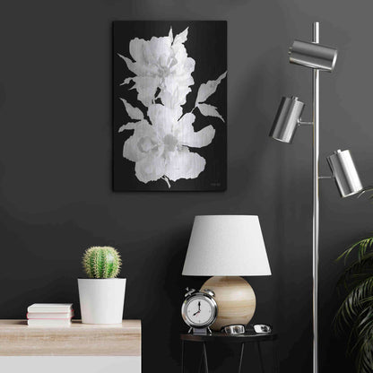 Luxe Metal Art 'Black & White Flowers I' by Cindy Jacobs, Metal Wall Art,16x24