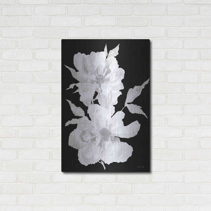Luxe Metal Art 'Black & White Flowers I' by Cindy Jacobs, Metal Wall Art,24x36