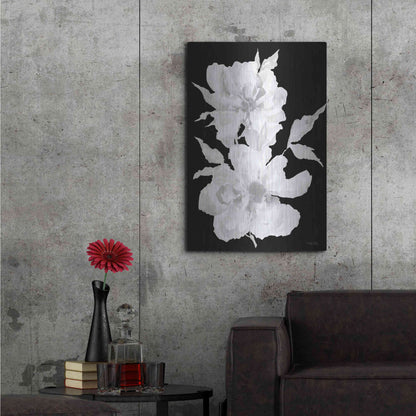 Luxe Metal Art 'Black & White Flowers I' by Cindy Jacobs, Metal Wall Art,24x36