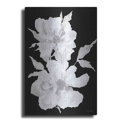 Luxe Metal Art 'Black & White Flowers I' by Cindy Jacobs, Metal Wall Art