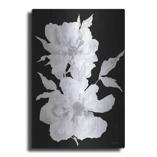 Luxe Metal Art 'Black & White Flowers I' by Cindy Jacobs, Metal Wall Art