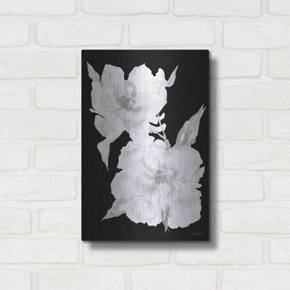 Luxe Metal Art 'Black & White Flowers II' by Cindy Jacobs, Metal Wall Art,12x16